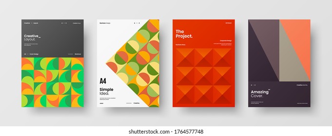 Abstract brochure cover vector design. Corporate identity geometric illustration template.
