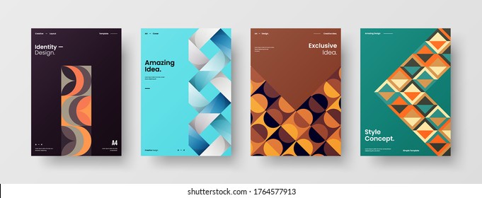 Diseño de vectores de la portada del folleto abstracto. Plantilla de ilustración geométrica de identidad corporativa.