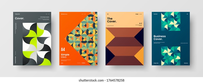 Diseño de vectores de la portada del folleto abstracto. Plantilla de ilustración geométrica de identidad corporativa.