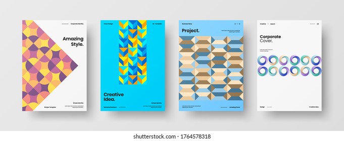 Abstract brochure cover vector design. Corporate identity geometric illustration template.