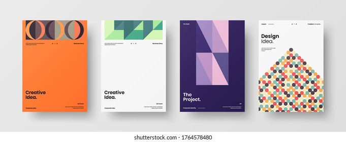 Abstract brochure cover vector design. Corporate identity geometric illustration template.