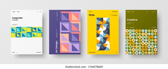 Diseño de vectores de la portada del folleto abstracto. Plantilla de ilustración geométrica de identidad corporativa.