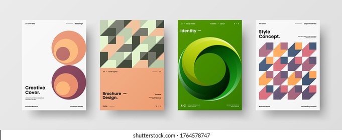Abstract brochure cover vector design. Corporate identity geometric illustration template.