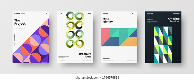 Abstract brochure cover vector design. Corporate identity geometric illustration template.