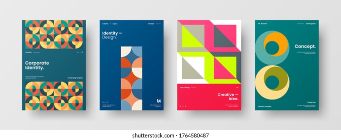 Diseño de vectores de la portada del folleto abstracto. Plantilla de ilustración geométrica de identidad corporativa.