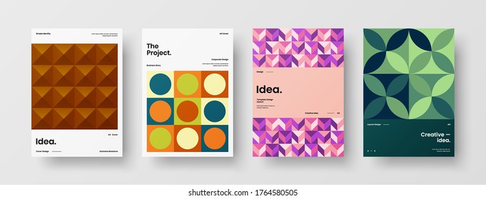 Abstract brochure cover vector design. Corporate identity geometric illustration template.