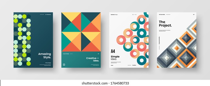 Abstract brochure cover vector design. Corporate identity geometric illustration template.