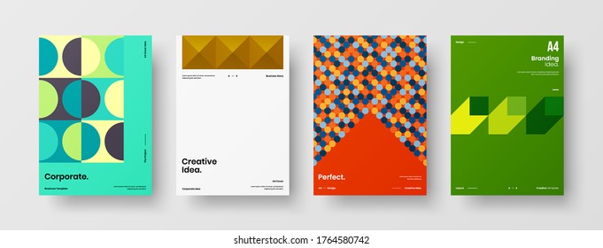 Diseño de vectores de la portada del folleto abstracto. Plantilla de ilustración geométrica de identidad corporativa.