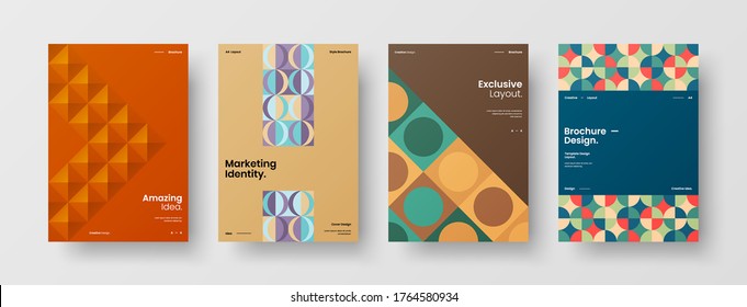 Diseño de vectores de la portada del folleto abstracto. Plantilla de ilustración geométrica de identidad corporativa.
