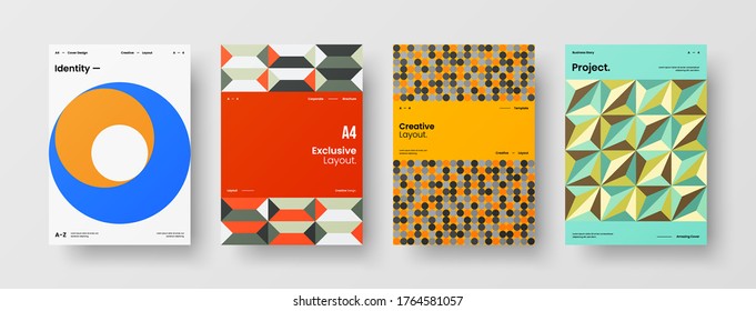 Abstract brochure cover vector design. Corporate identity geometric illustration template.