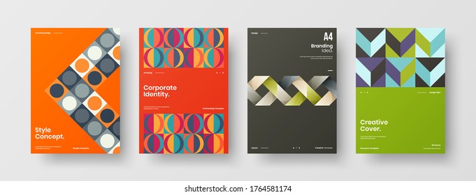 Abstract brochure cover vector design. Corporate identity geometric illustration template.