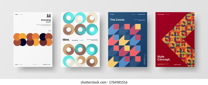 Abstract brochure cover vector design. Corporate identity geometric illustration template.