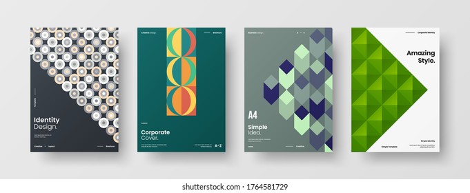 Abstract brochure cover vector design. Corporate identity geometric illustration template.