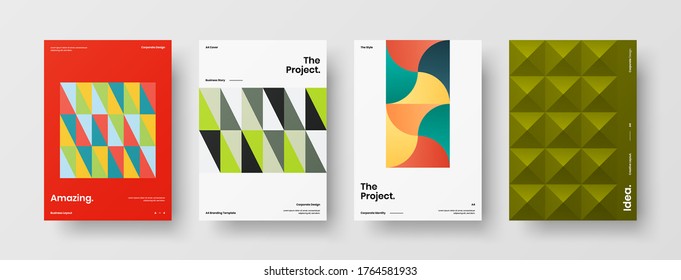 Abstract brochure cover vector design. Corporate identity geometric illustration template.