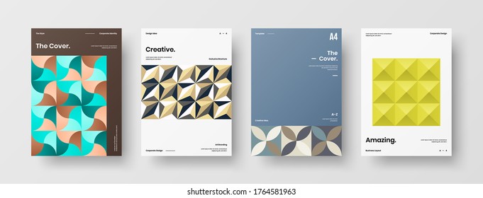 Abstract brochure cover vector design. Corporate identity geometric illustration template.