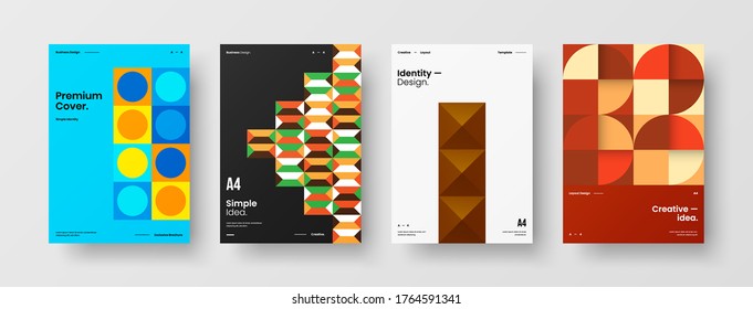 Diseño de vectores de la portada del folleto abstracto. Plantilla de ilustración geométrica de identidad corporativa.