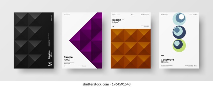 Diseño de vectores de la portada del folleto abstracto. Plantilla de ilustración geométrica de identidad corporativa.