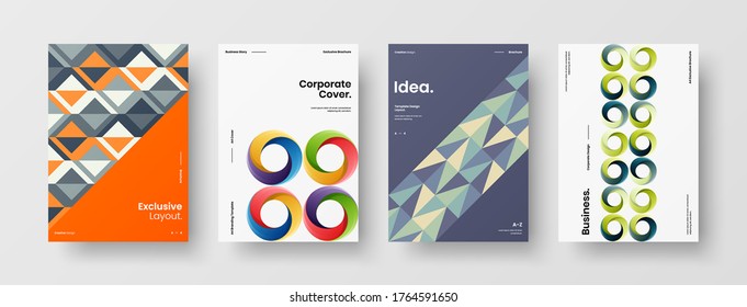 Diseño de vectores de la portada del folleto abstracto. Plantilla de ilustración geométrica de identidad corporativa.