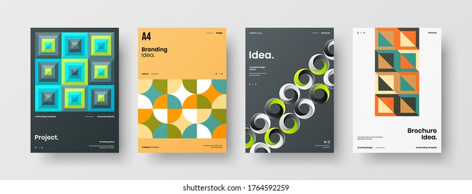 Diseño de vectores de la portada del folleto abstracto. Plantilla de ilustración geométrica de identidad corporativa.