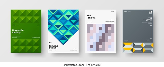 Diseño de vectores de la portada del folleto abstracto. Plantilla de ilustración geométrica de identidad corporativa.