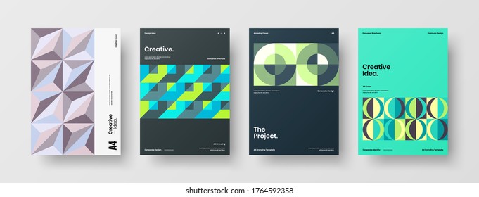 Abstract brochure cover vector design. Corporate identity geometric illustration template.