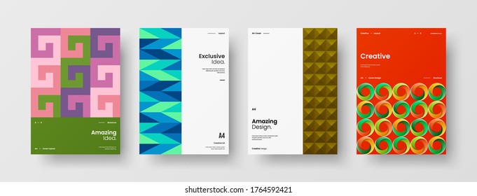 Diseño de vectores de la portada del folleto abstracto. Plantilla de ilustración geométrica de identidad corporativa.