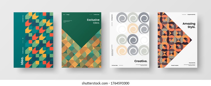 Abstract brochure cover vector design. Corporate identity geometric illustration template.