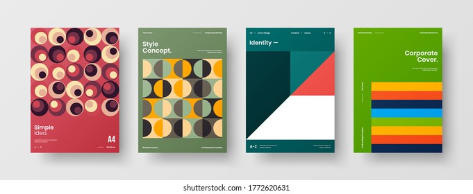 Diseño de vectores de la portada del folleto abstracto. Plantilla de ilustración geométrica de identidad corporativa.