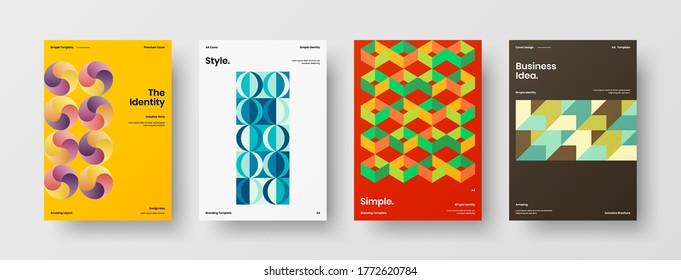 Abstract brochure cover vector design. Corporate identity geometric illustration template.