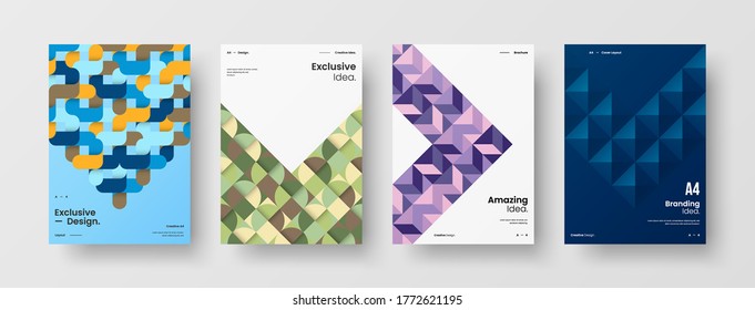 Abstract brochure cover vector design. Corporate identity geometric illustration template.