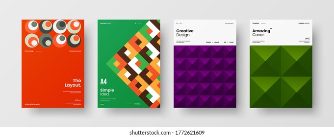 Diseño de vectores de la portada del folleto abstracto. Plantilla de ilustración geométrica de identidad corporativa.