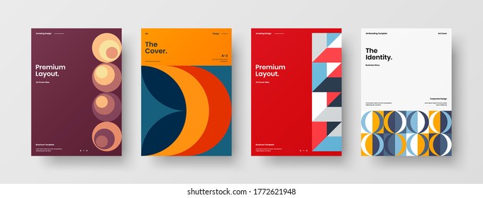 Diseño de vectores de la portada del folleto abstracto. Plantilla de ilustración geométrica de identidad corporativa.