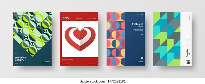 Abstract brochure cover vector design. Corporate identity geometric illustration template.