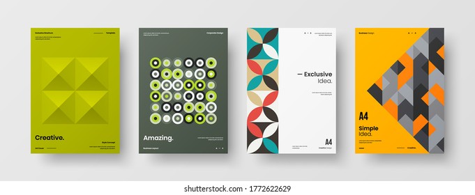 Abstract brochure cover vector design. Corporate identity geometric illustration template.