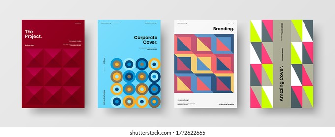 Diseño de vectores de la portada del folleto abstracto. Plantilla de ilustración geométrica de identidad corporativa.