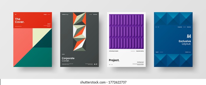 Abstract brochure cover vector design. Corporate identity geometric illustration template.