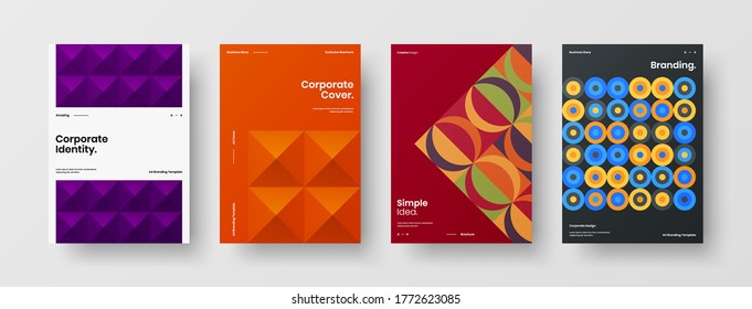 Diseño de vectores de la portada del folleto abstracto. Plantilla de ilustración geométrica de identidad corporativa.