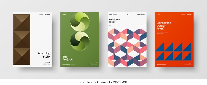 Abstract brochure cover vector design. Corporate identity geometric illustration template.