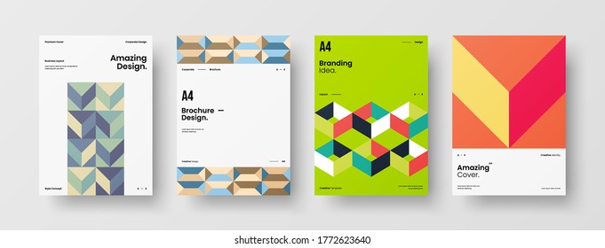 Abstract brochure cover vector design. Corporate identity geometric illustration template.