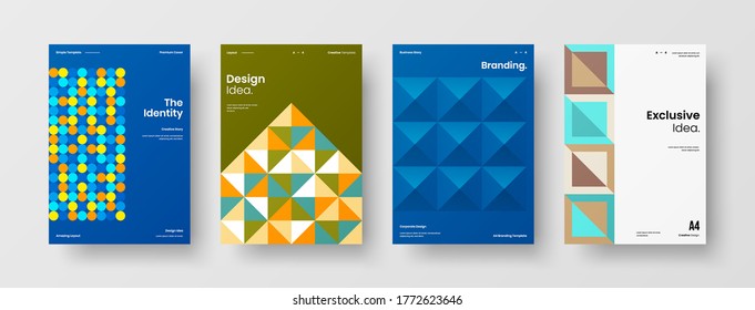 Abstract brochure cover vector design. Corporate identity geometric illustration template.