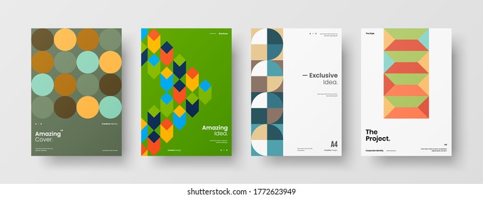 Abstract brochure cover vector design. Corporate identity geometric illustration template.