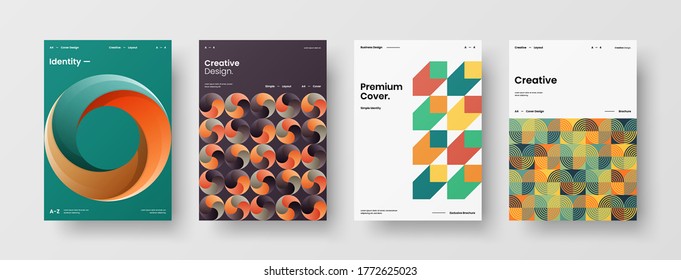 Abstract brochure cover vector design. Corporate identity geometric illustration template.