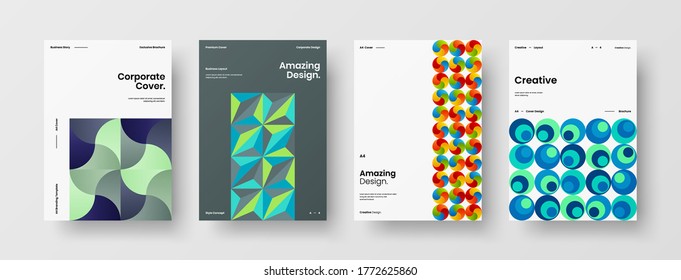 Diseño de vectores de la portada del folleto abstracto. Plantilla de ilustración geométrica de identidad corporativa.