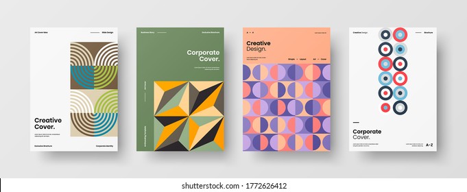 Abstract brochure cover vector design. Corporate identity geometric illustration template.