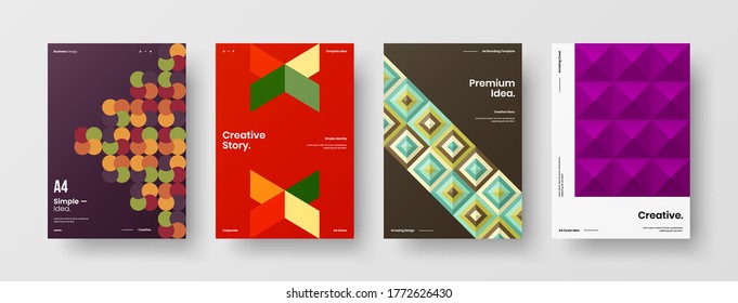 Diseño de vectores de la portada del folleto abstracto. Plantilla de ilustración geométrica de identidad corporativa.