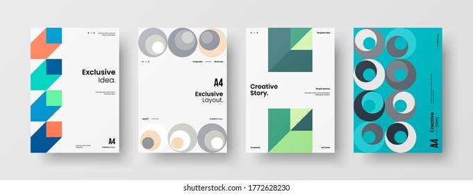 Diseño de vectores de la portada del folleto abstracto. Plantilla de ilustración geométrica de identidad corporativa.