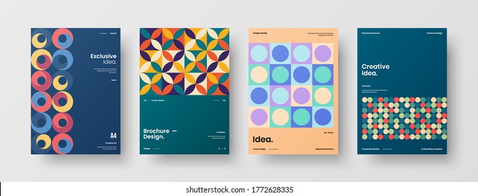 Diseño de vectores de la portada del folleto abstracto. Plantilla de ilustración geométrica de identidad corporativa.