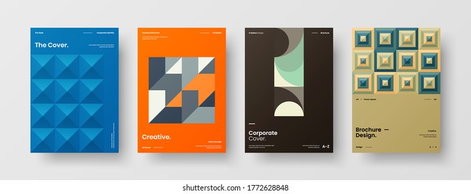 Abstract brochure cover vector design. Corporate identity geometric illustration template.