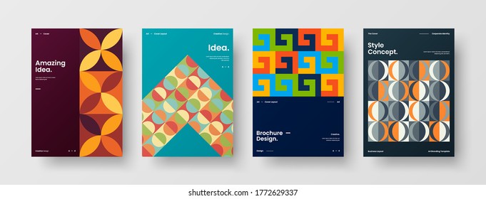 Abstract brochure cover vector design. Corporate identity geometric illustration template.