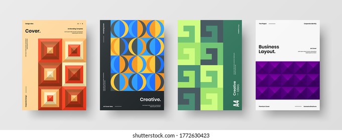Diseño de vectores de la portada del folleto abstracto. Plantilla de ilustración geométrica de identidad corporativa.